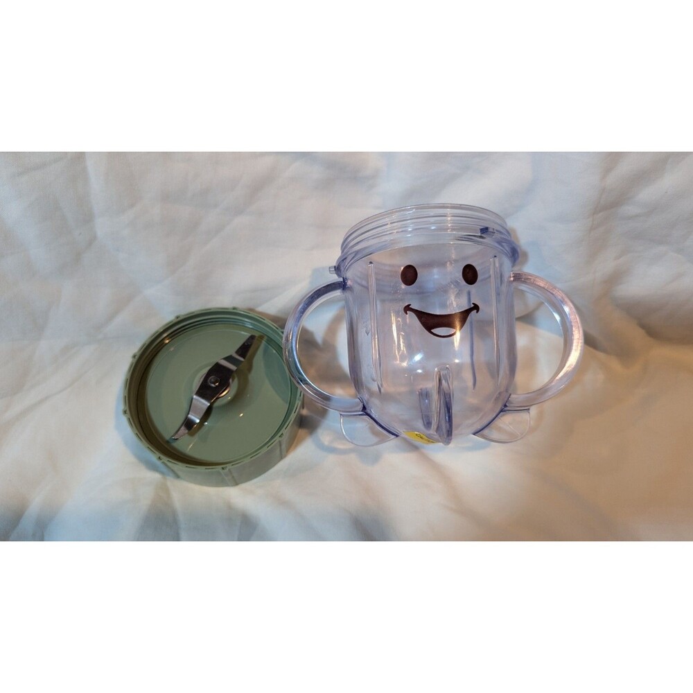 Baby Bullet Short Cup Blender Blade Lid Green Double Handle Lid And Scraper